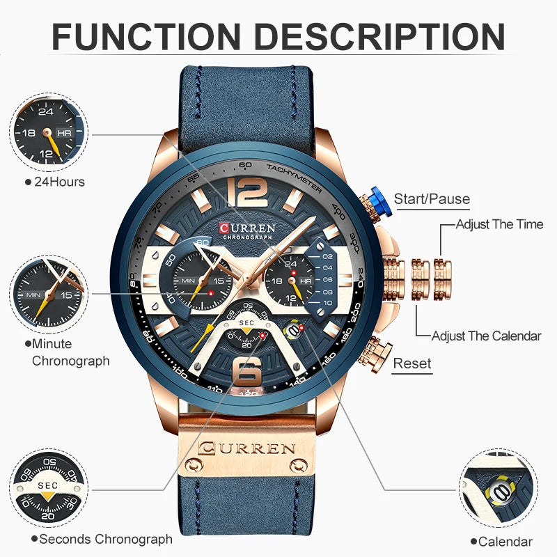Relógio masculino esportivo analógico marca de luxo